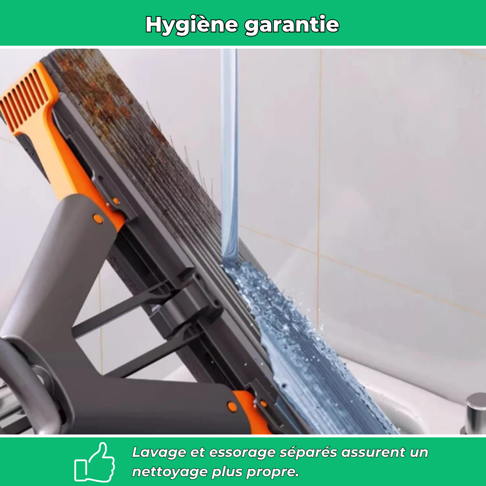 Clean PRO X – Serpillière pliable mains libres à haute absorption pour sols secs et humides
