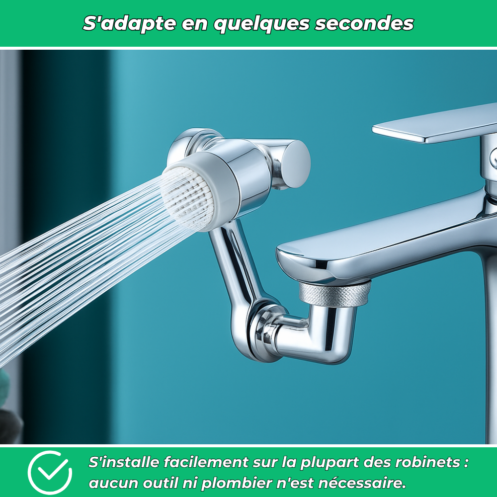 Aquaflex - Extension Robinet 1440° Pivotant - Economiseur d'eau intégré