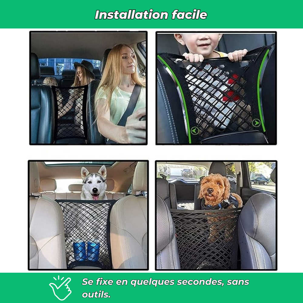 Filet de sécurité auto pour chien et chat – Barrière universelle de voiture