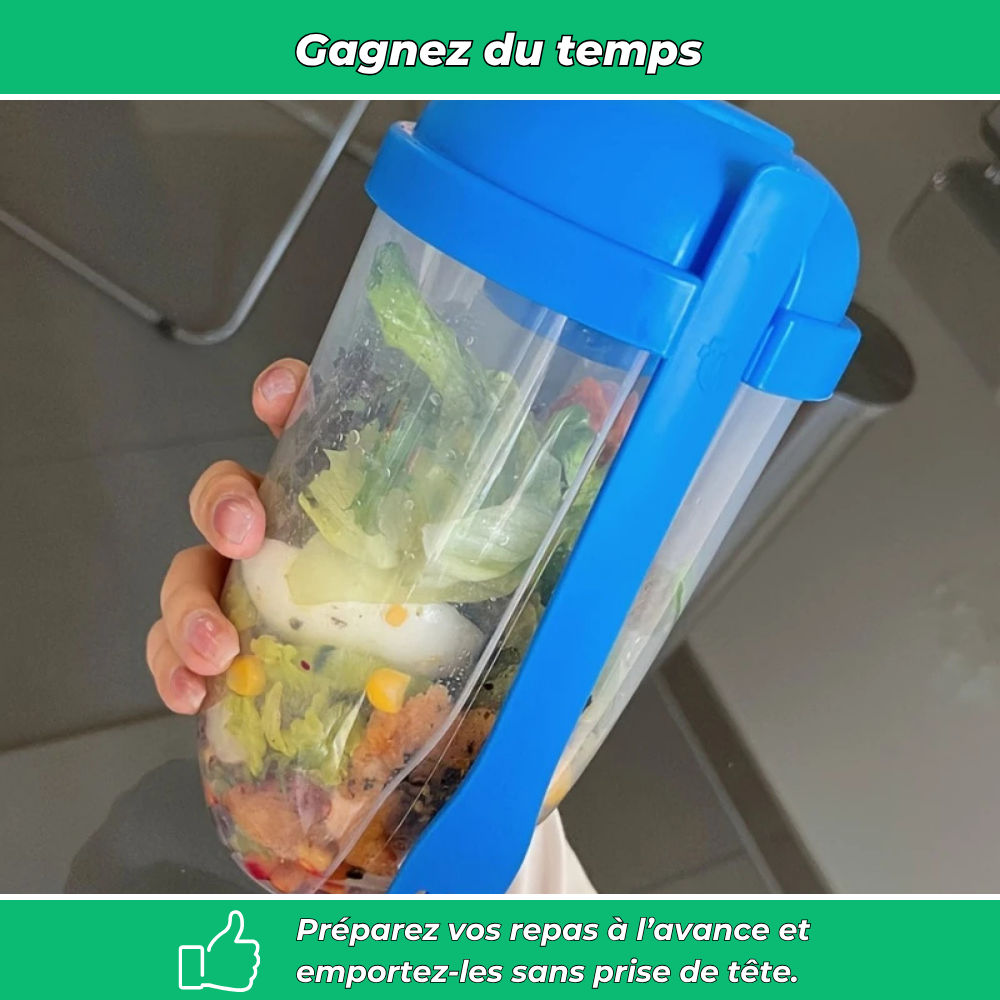 Bocal à salade nomade avec couvercle et couverts