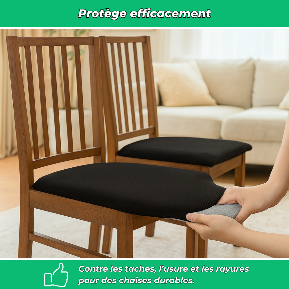 Housses de chaise en velours uni extensibles lavables (lot de 4)