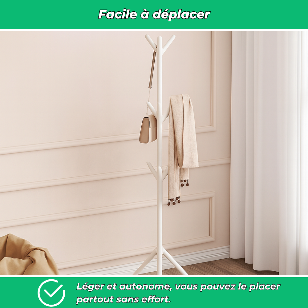 Porte-manteau sur pied moderne réglable – 3 hauteurs, robuste et gain de place pour vêtements, sacs et chapeaux
