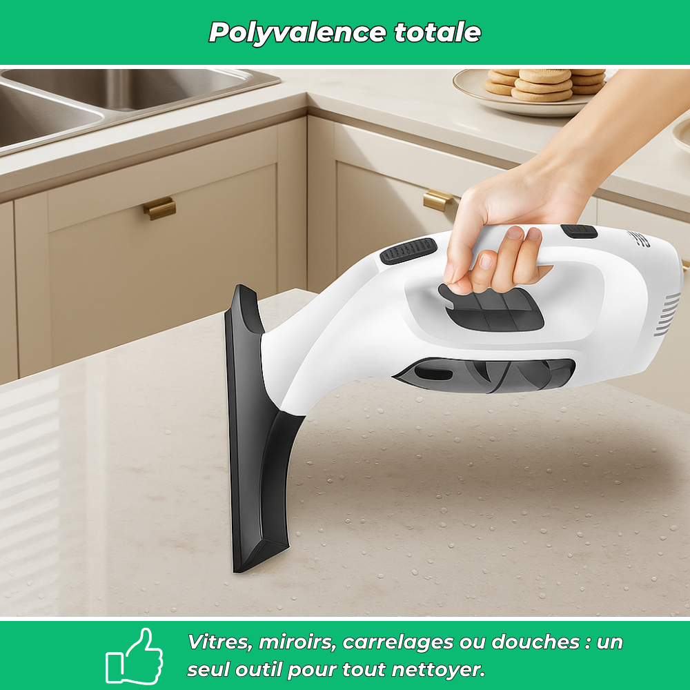 CrystalClean – Nettoyeur de vitres électrique 2200 mAh | Vitres, miroirs, douches et comptoirs