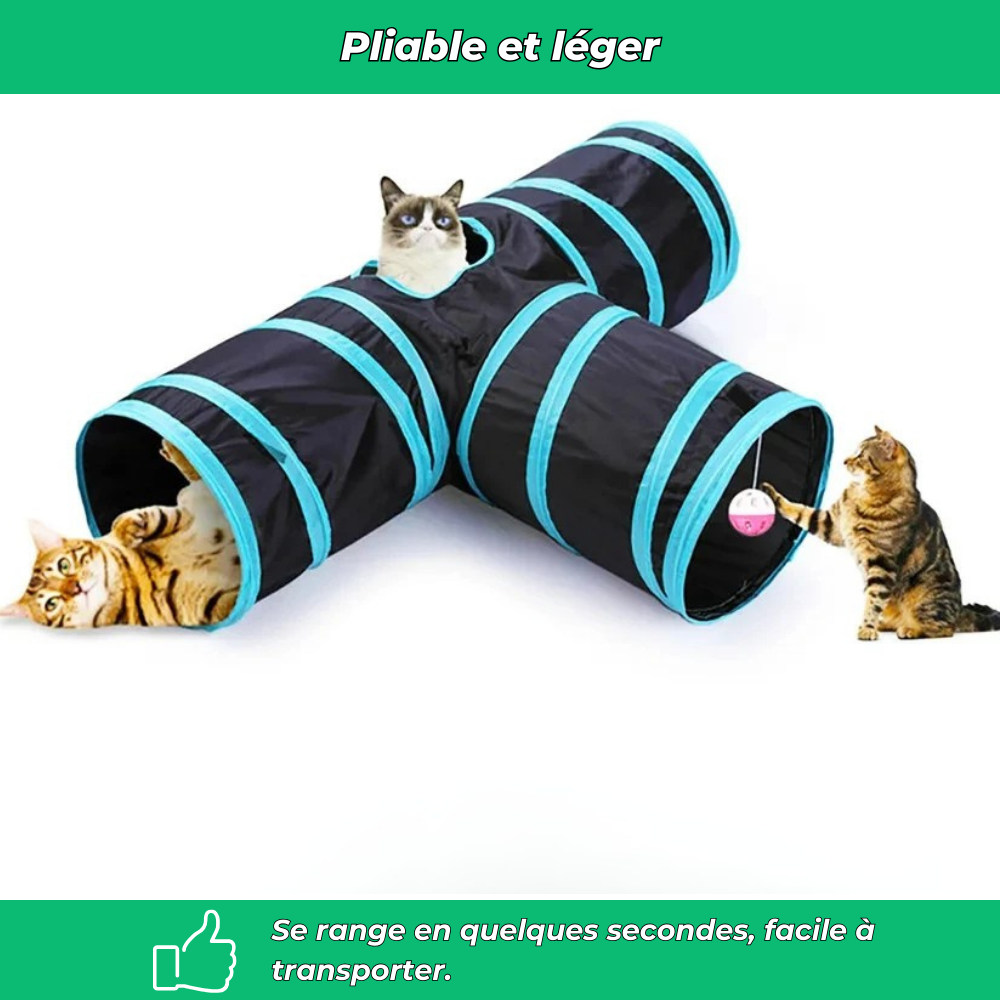 Tunnel interactif pliable 3 voies avec jouet pour chats