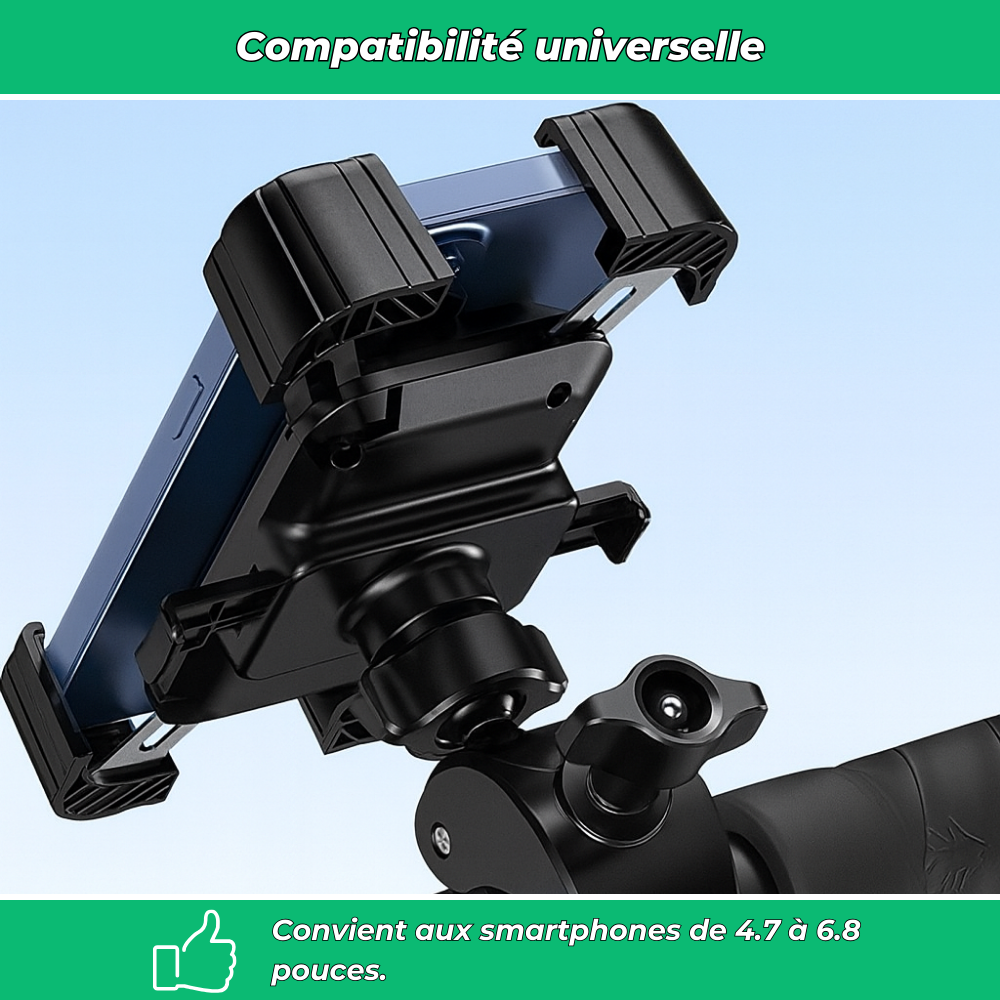 Support téléphone vélo 360° – Fixation guidon universelle anti-choc