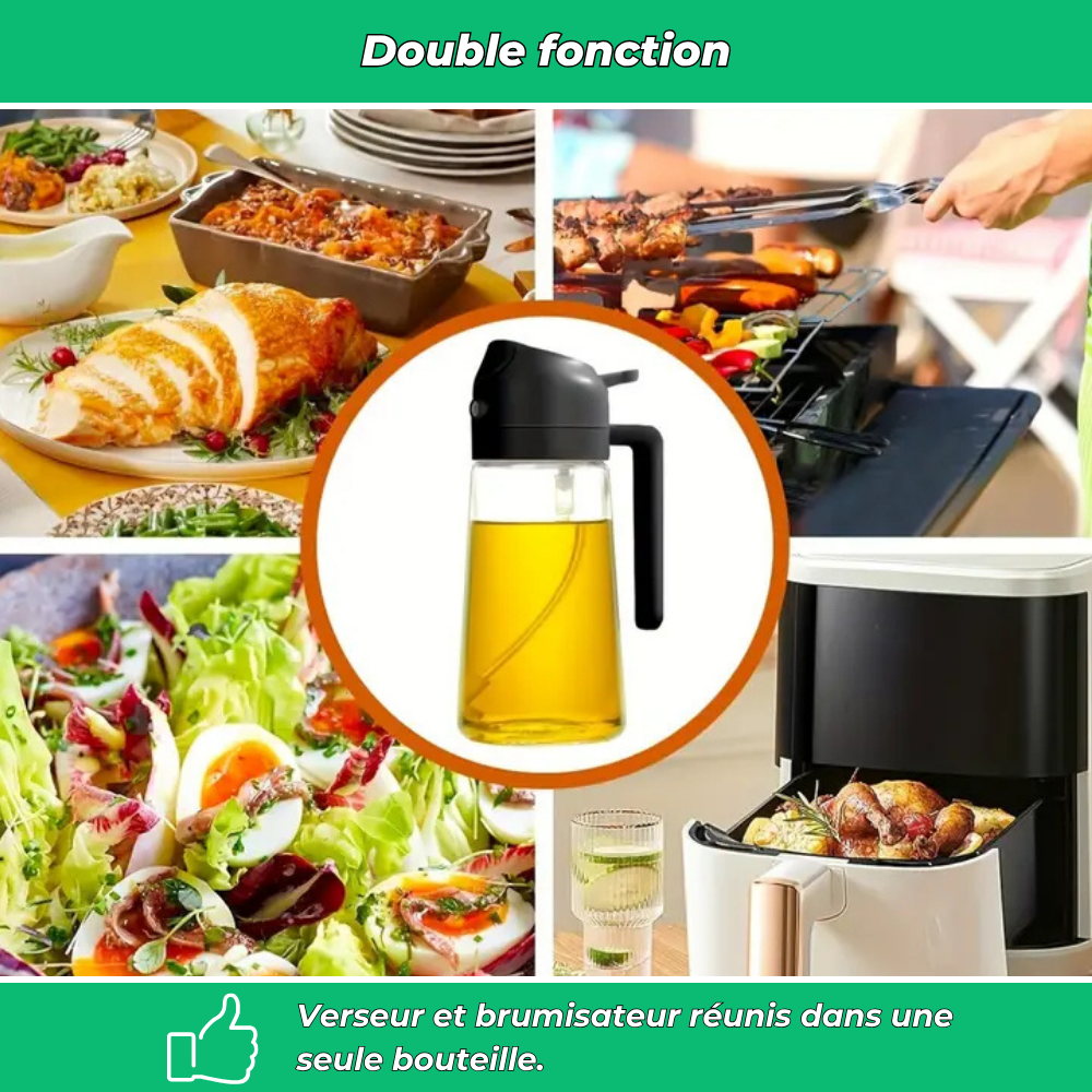 Vaporisateur d’huile d’olive 2-en-1 – spray et verseur pratique pour cuisson, salade et barbecue