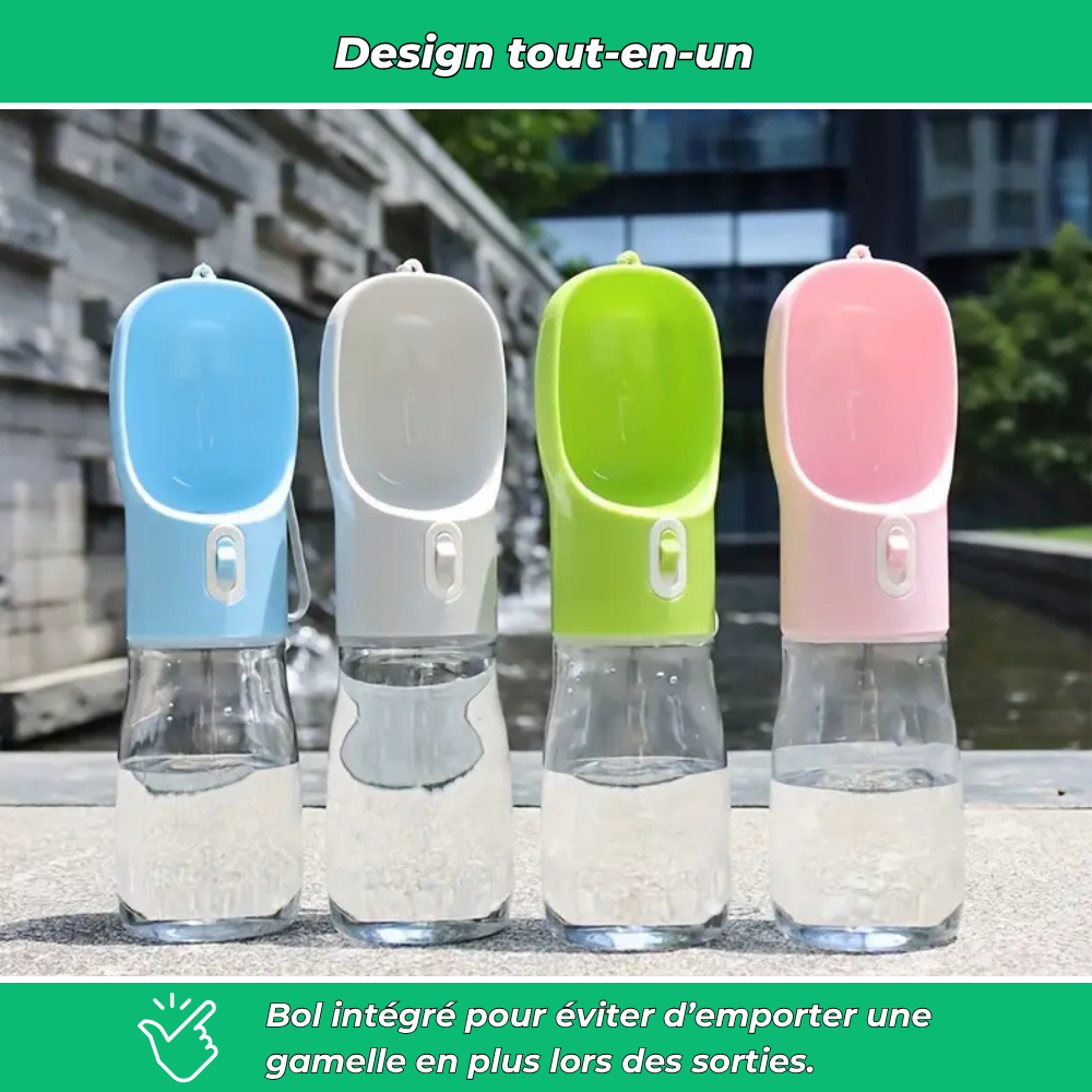 Gourde de voyage avec bol intégré pour chien