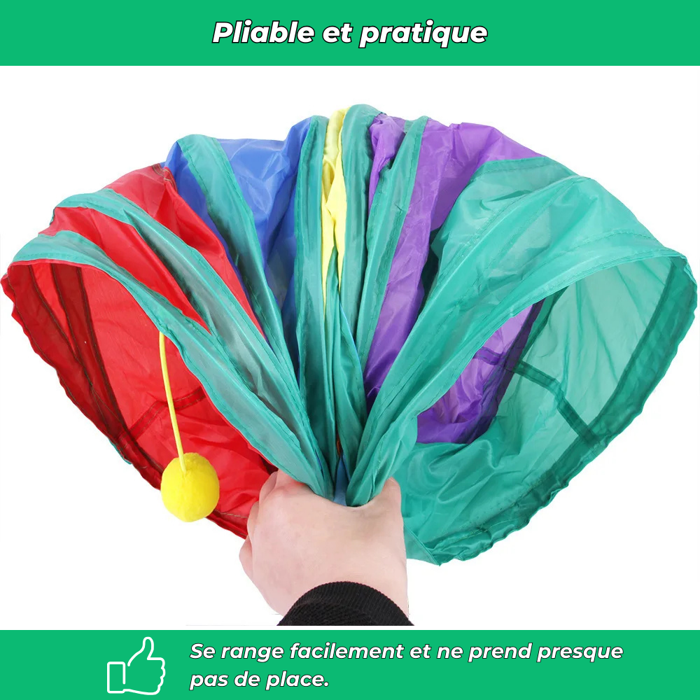 Tunnel de jeu pliable en S avec jouet suspendu pour chats