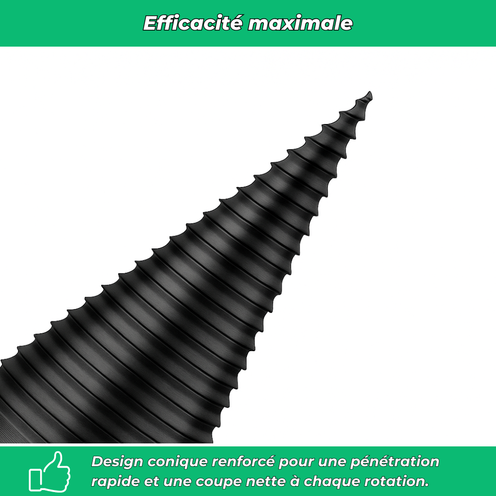 Foret fendeur de bois et de bûches pour visseuse perceuse | Cône fendeur en titane