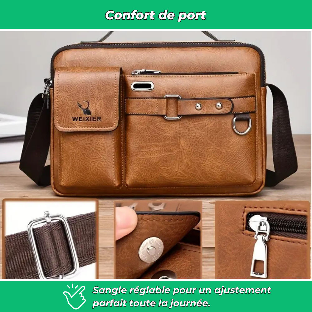 Sac bandoulière homme multi-compartiments