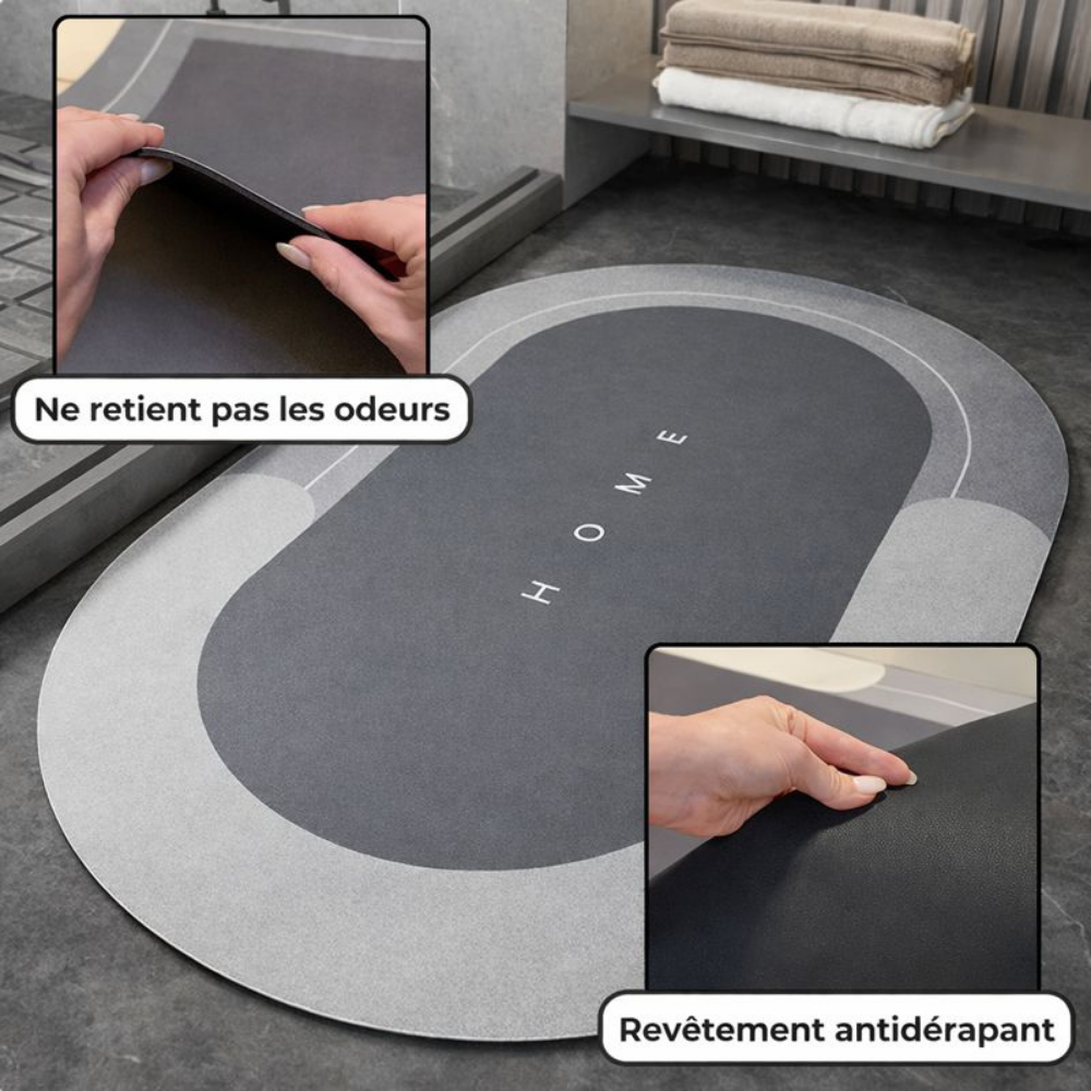 AquaSoft | Tapis de bain ultra-absorbant séchage rapide antidérapant | 40x60 cm