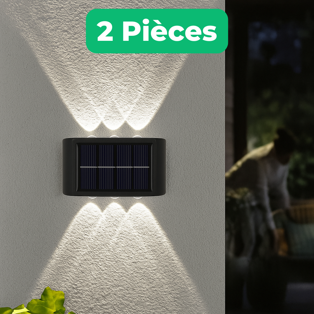 Lumix – Lot de 2 lampes solaires murales étanches pour extérieur