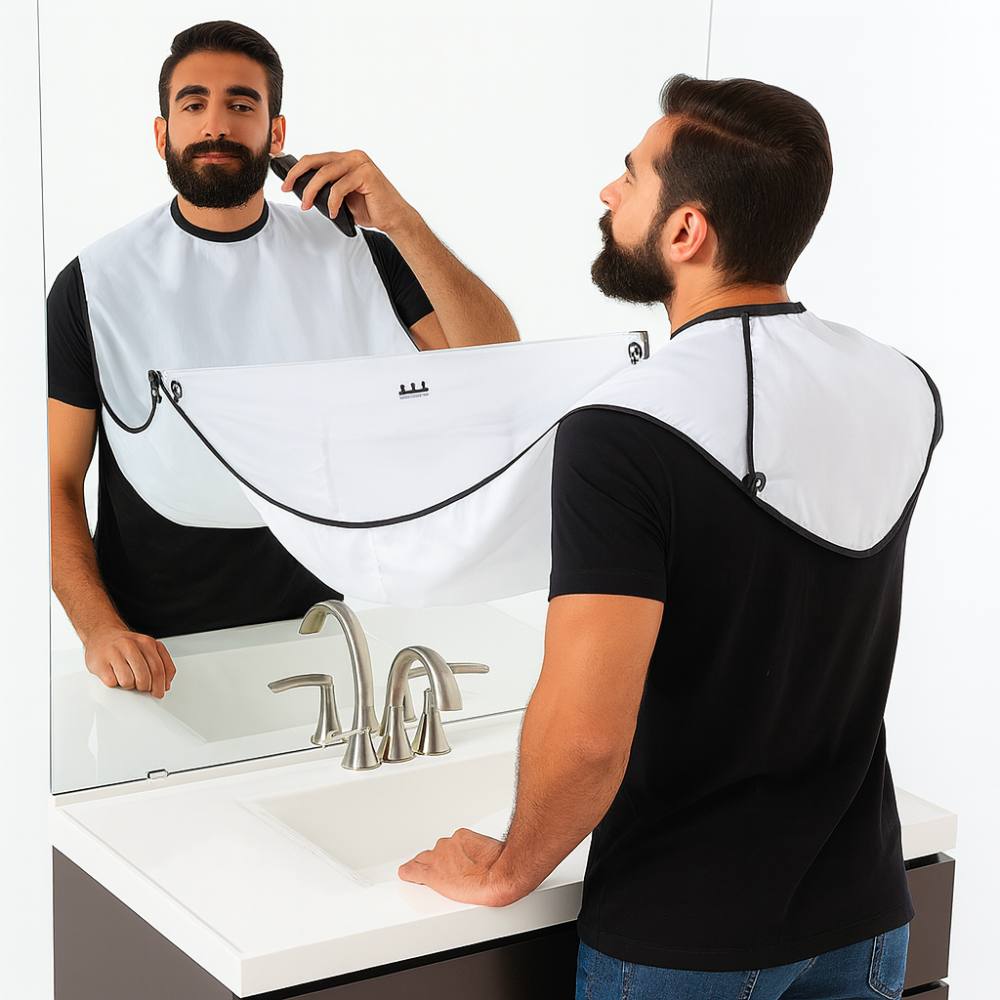 Tablier de rasage barbe homme étanche avec ventouses