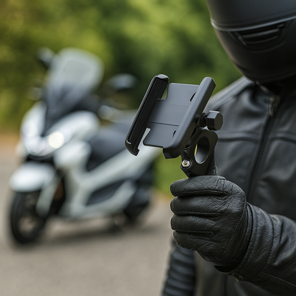 Support téléphone moto aluminium 360° – Fixation GPS anti-tremblement