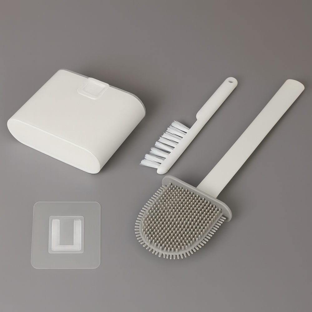 Brosse WC murale en silicone – Lot de 2 avec support