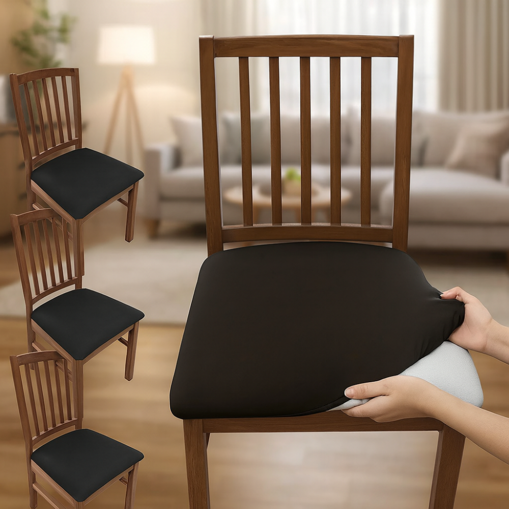 Housses de chaise en velours uni extensibles lavables (lot de 4)