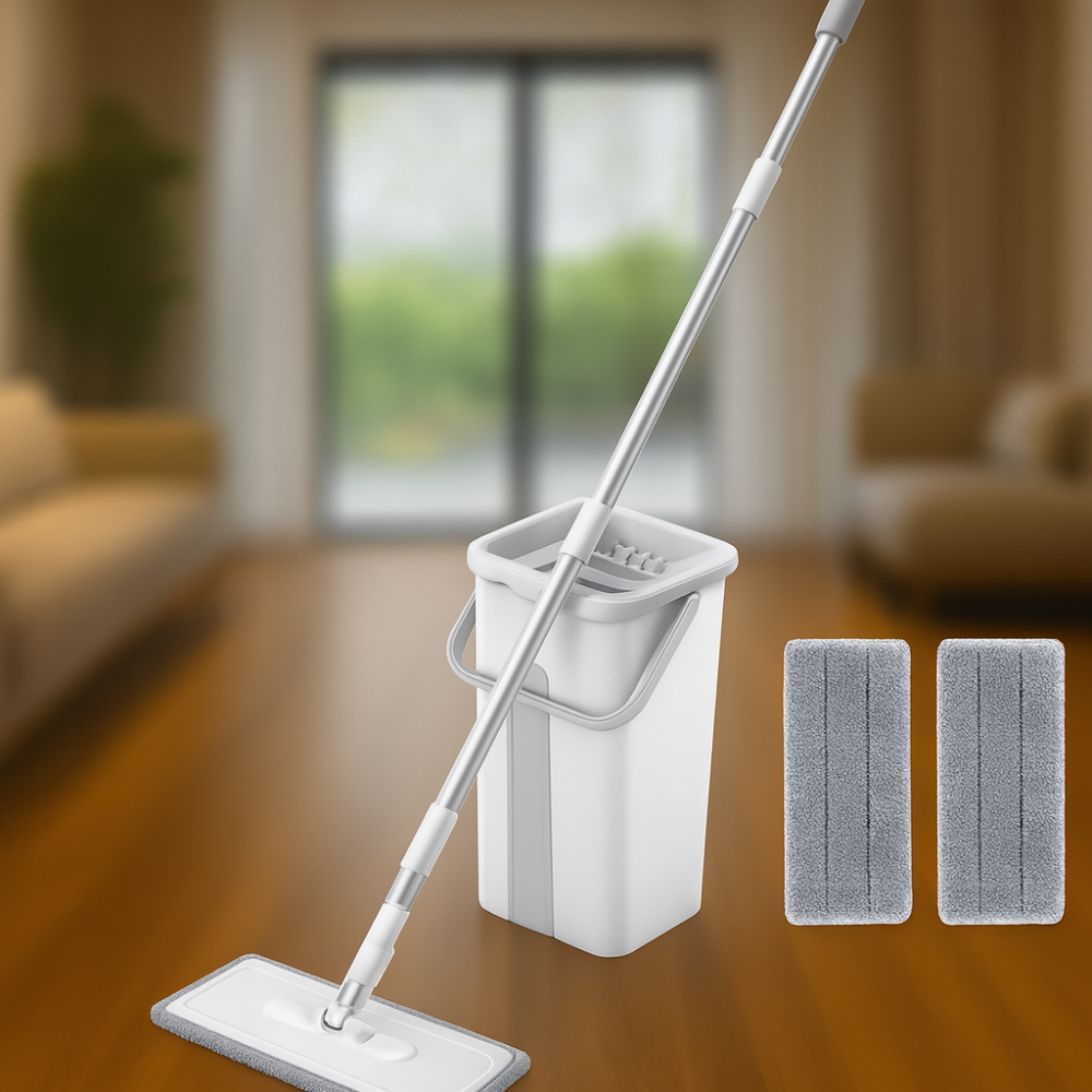 CrystalMop – Serpillière avec seau essoreur 360° pour sols humides et secs