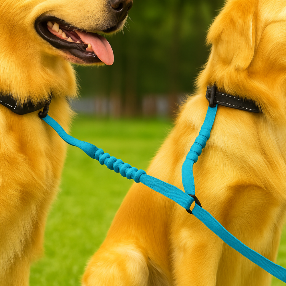 Laisse double pour chiens – Anti-enchevêtrement 360°, réglable et réfléchissante