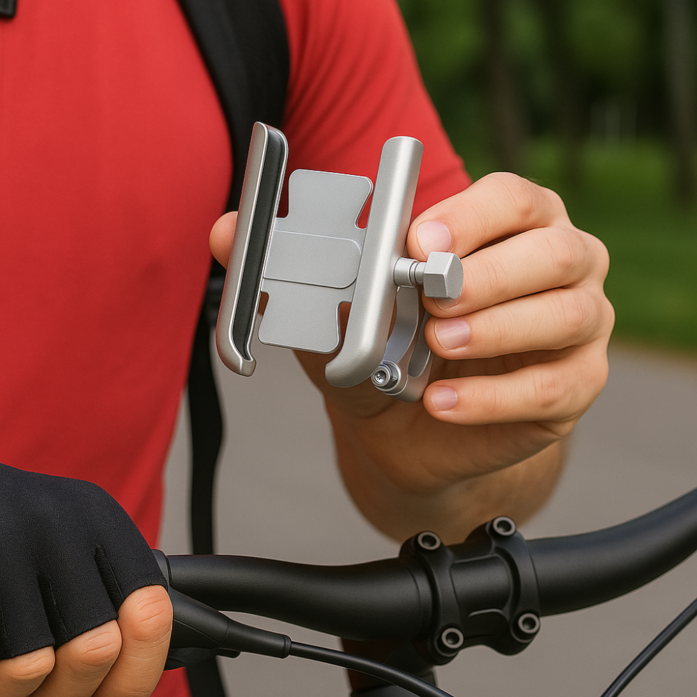 Support téléphone vélo aluminium 360° – Fixation GPS anti-vibrations universelle