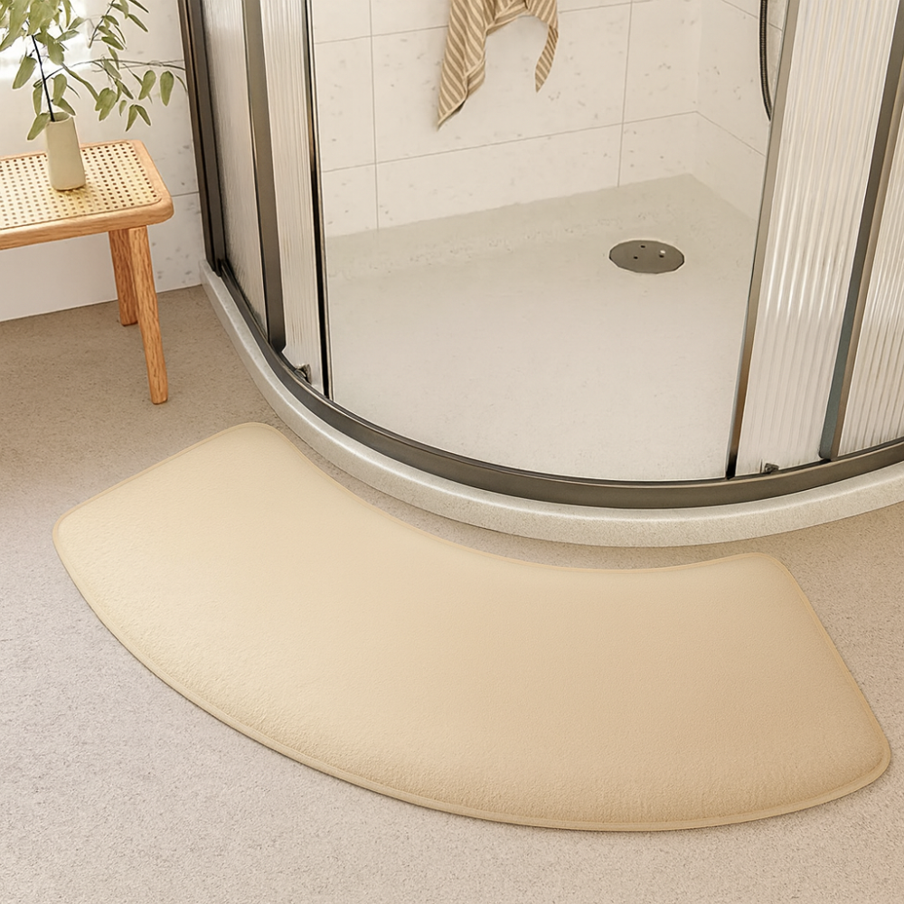 Tapis de bain demi-lune antidérapant lavable polyester
