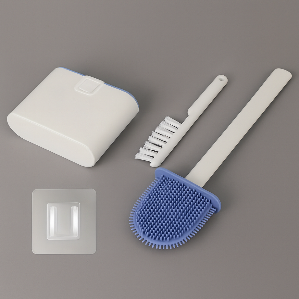 Brosse WC murale en silicone – Lot de 2 avec support