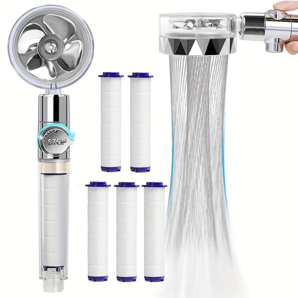 AquaPure - Pommeau de Douche à pression réglable avec 5 filtres inclus