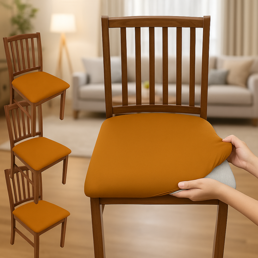 Housses de chaise en velours uni extensibles lavables (lot de 4)