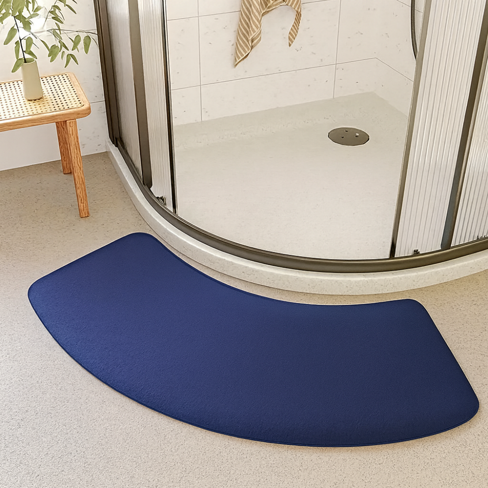 Tapis de bain demi-lune antidérapant lavable polyester
