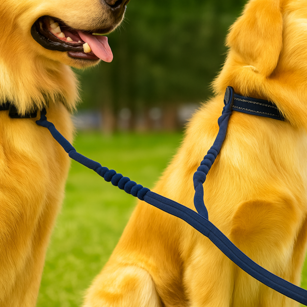 Laisse double pour chiens – Anti-enchevêtrement 360°, réglable et réfléchissante