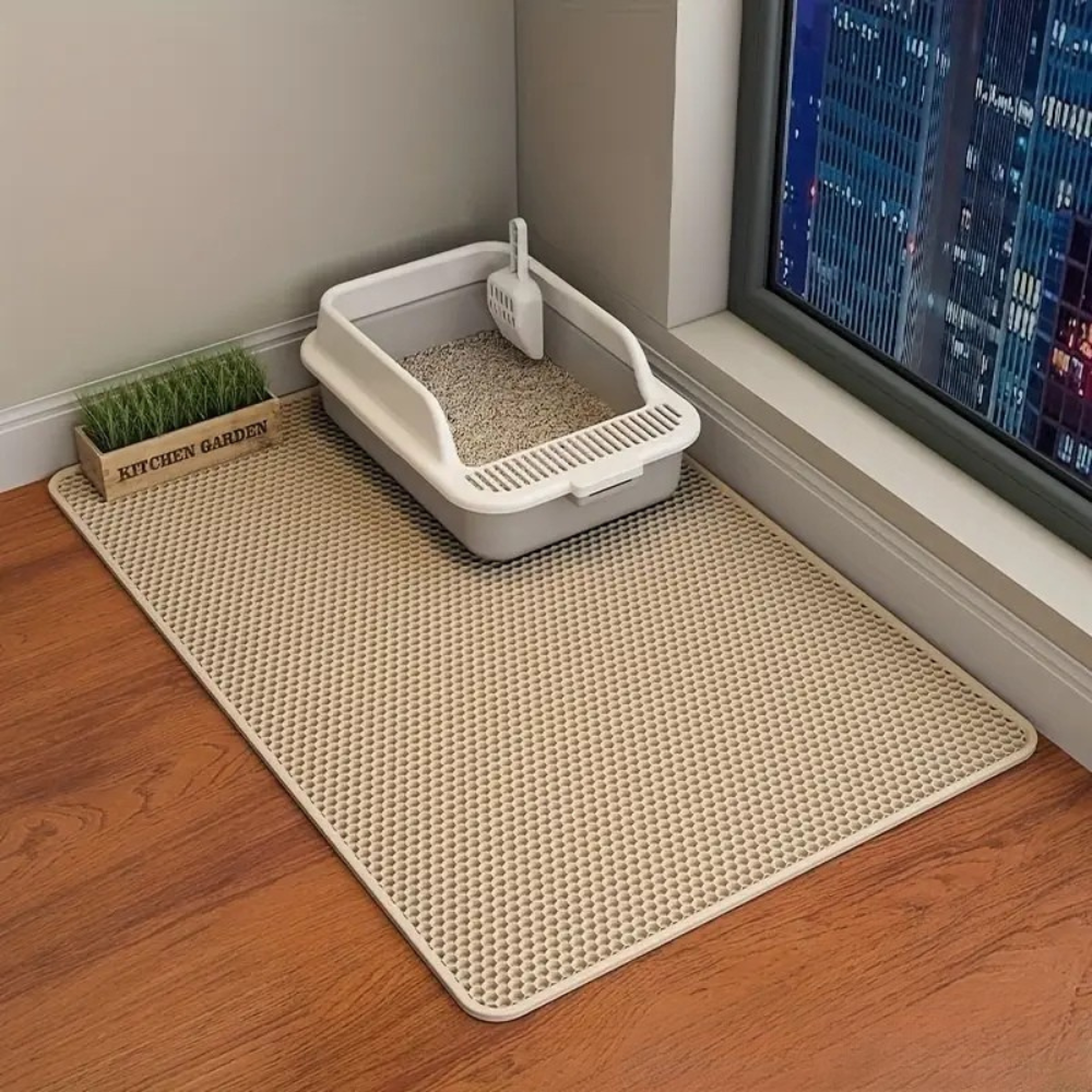 Tapis attrape-litière double couche pour chats