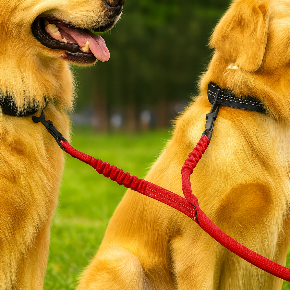 Laisse double pour chiens – Anti-enchevêtrement 360°, réglable et réfléchissante