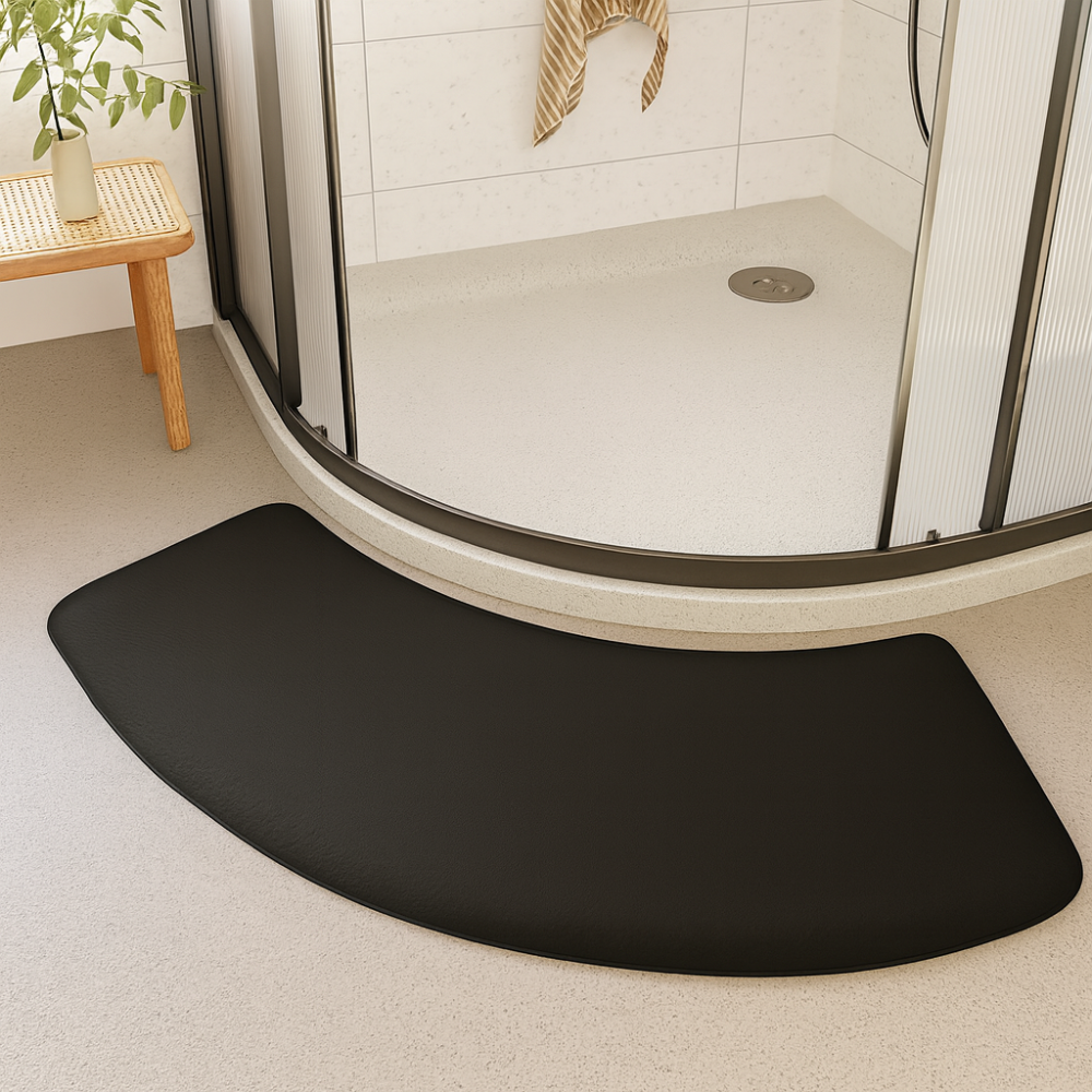 Tapis de bain demi-lune antidérapant lavable polyester