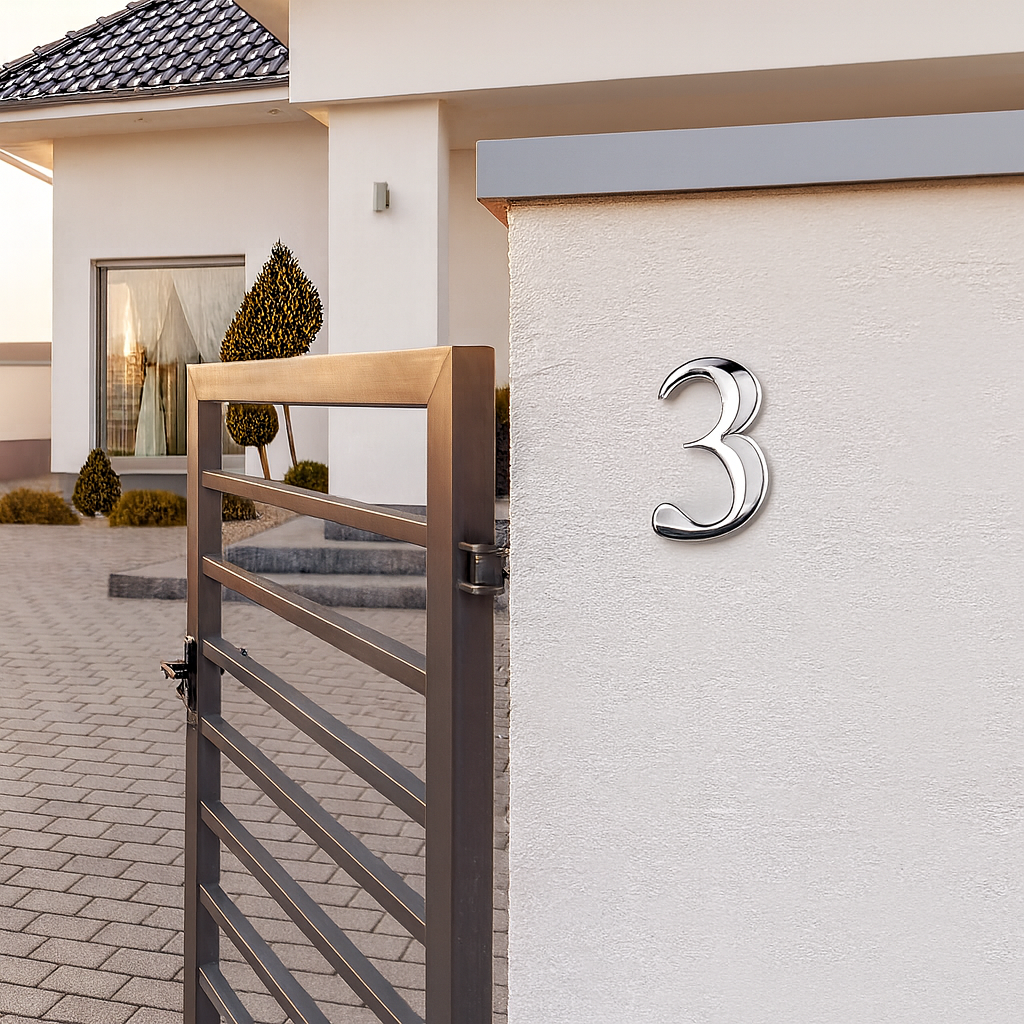 Plaque numéro maison auto adhésif – Numéro 3D pour porte et boîte aux lettres