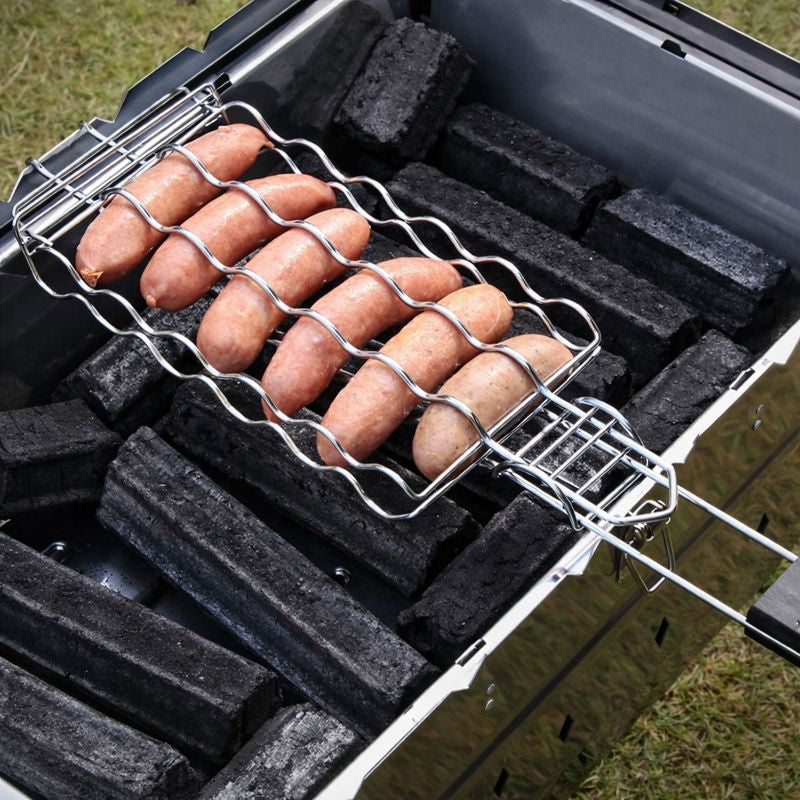 Grill’PRO | Panier à barbecue spécial saucisses en métal – Cuisson uniforme – Accessoire BBQ robuste