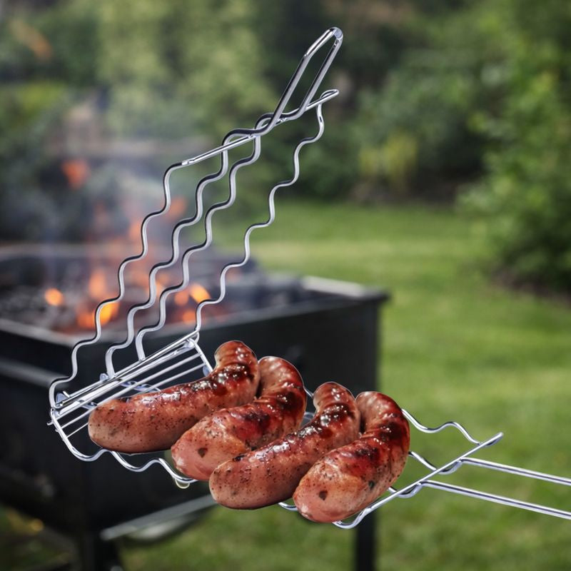 Grill’PRO | Panier à barbecue spécial saucisses en métal – Cuisson uniforme – Accessoire BBQ robuste