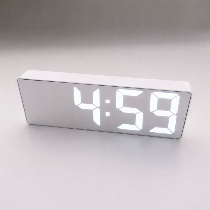 Claryo – Réveil numérique LED à effet miroir, grand affichage, luminosité réglable