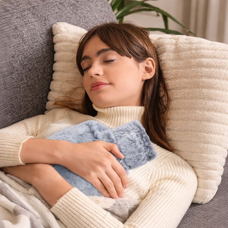 Bouillotte 2 L avec Housse & Poche Kangourou – Douce, Chaleur Longue Durée