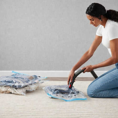 Sac de rangement sous vide avec pompe, fermeture éclair – Lot de 4