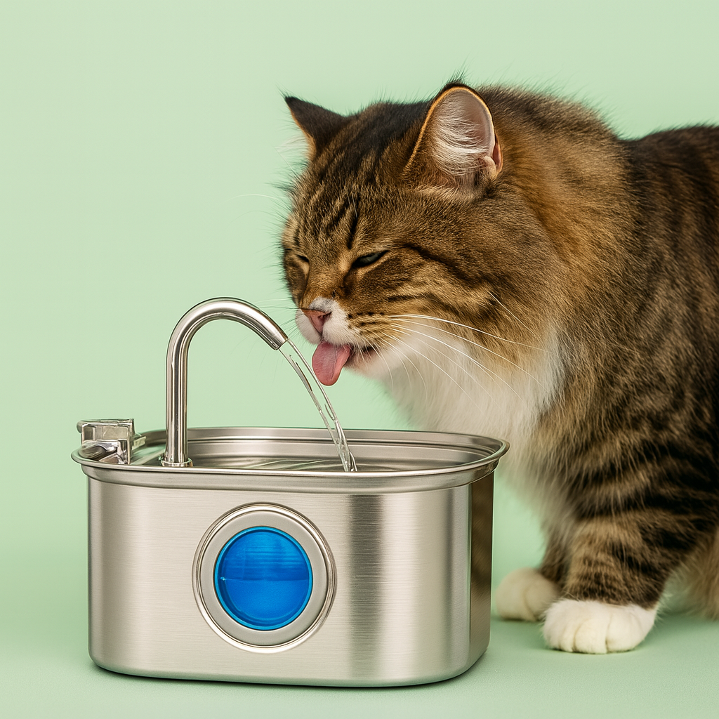 Fontaine à eau en inox 3,2L pour chat – Silencieuse et avec filtre intégré