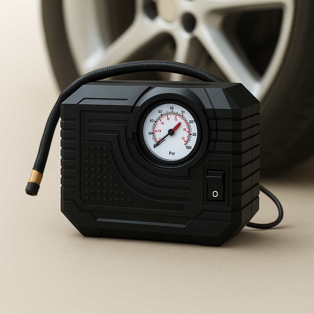 Compresseur d’air portable 12V – Gonfleur pneus voiture moto vélo LED