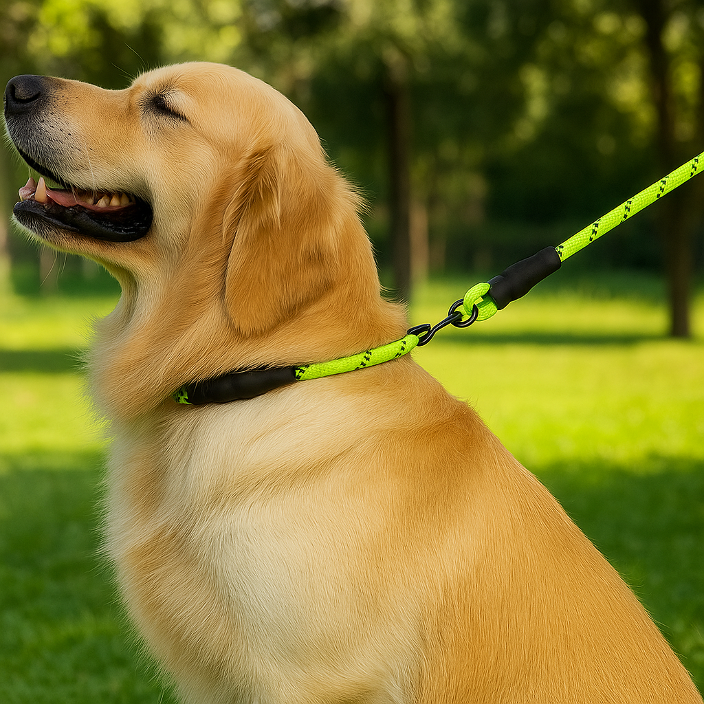 Laisse réfléchissante robuste pour chien – Poignée rembourrée, double traction, sécurité et confort