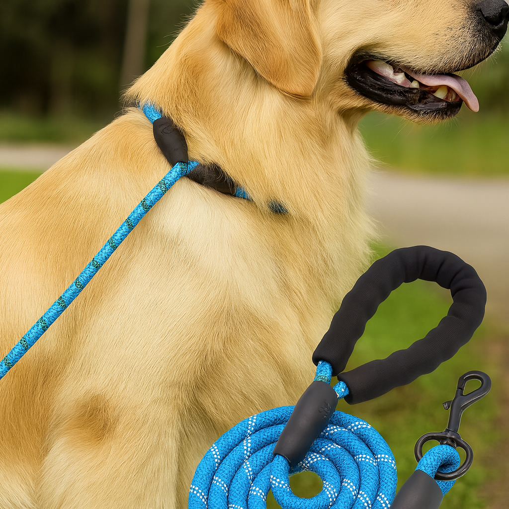 Laisse réfléchissante robuste pour chien – Poignée rembourrée, double traction, sécurité et confort