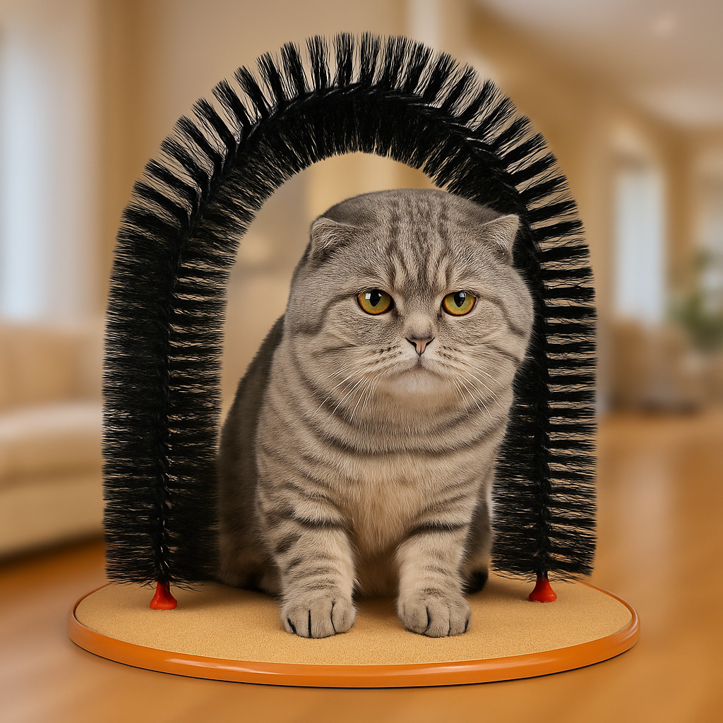 Arche de massage et brossage pour chat – Élimine poils et réduit le stress
