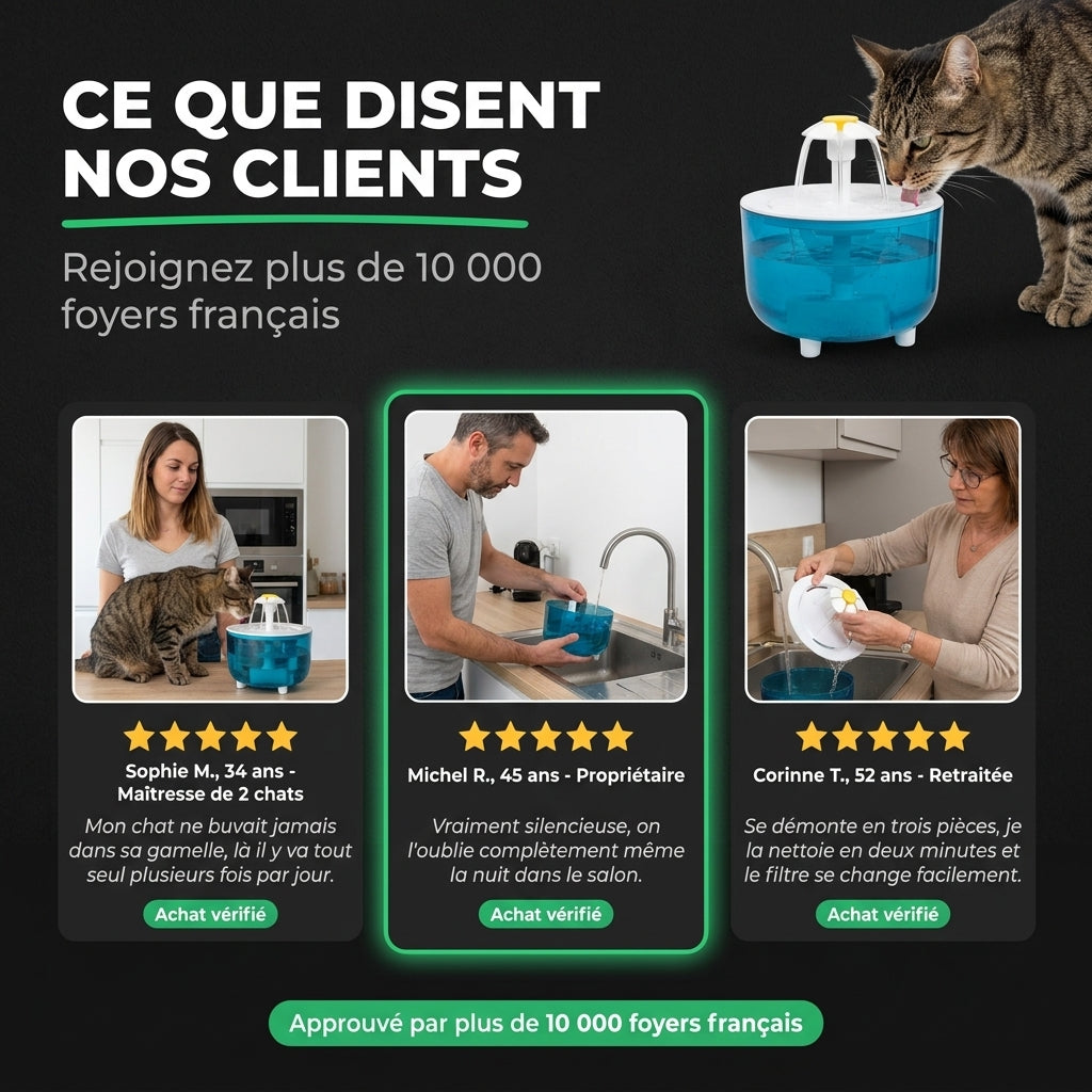 Fontaine à eau filtrante AquaChat pour chats – Hydratation saine et continue