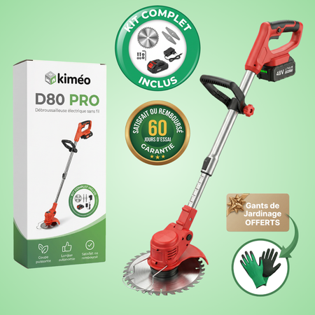 D80 PRO Débroussailleuse Sans Fil Haute Puissance – Coupe d'Herbe, Buissons et Branches Épaisses