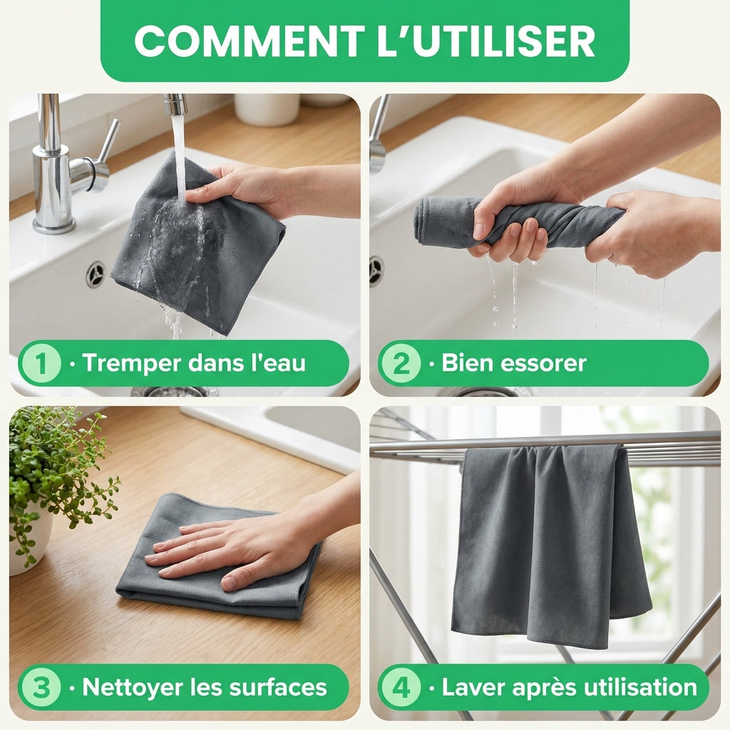 MagicClean | Chiffon microfibre ultra-absorbant | Anti-traces et anti-calcaire