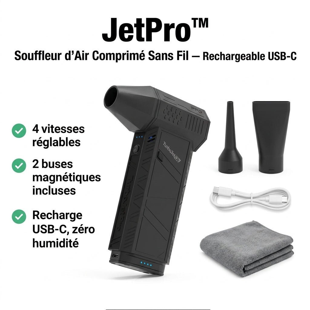 JetPro | Souffleur d’air comprimé sans fil, rechargeable USB-C