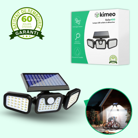 Solar'400 | Lampe de sécurité solaire Extérieur | Détecteur de Mouvement | Autonomie 12h