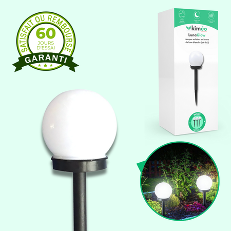 LunaGlow – Lampes solaires en forme de lune blanche (lot de 3)