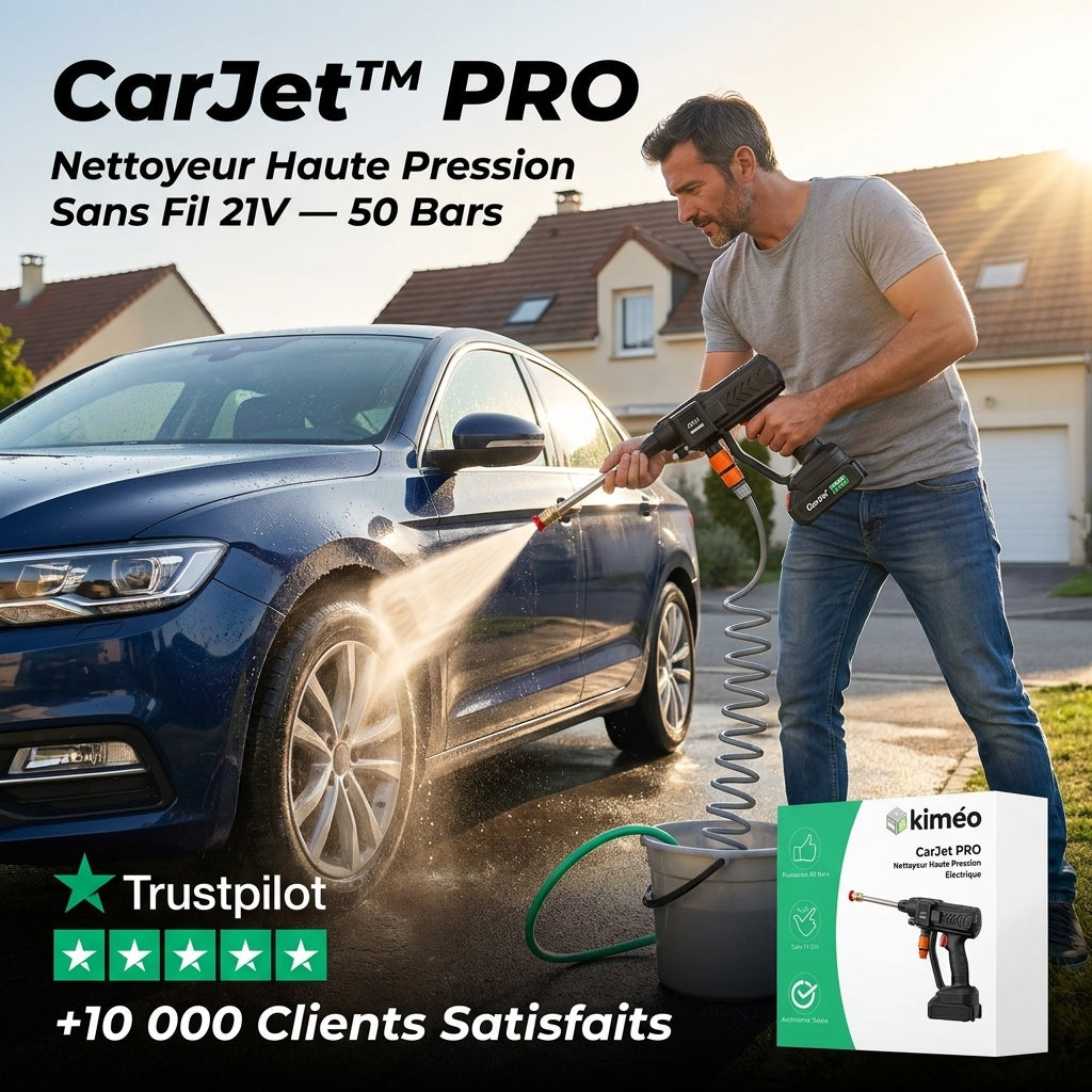 CarJet™ PRO | Nettoyeur Haute Pression Électrique 21V Sans Fil | 50 Bars Portable avec Batterie